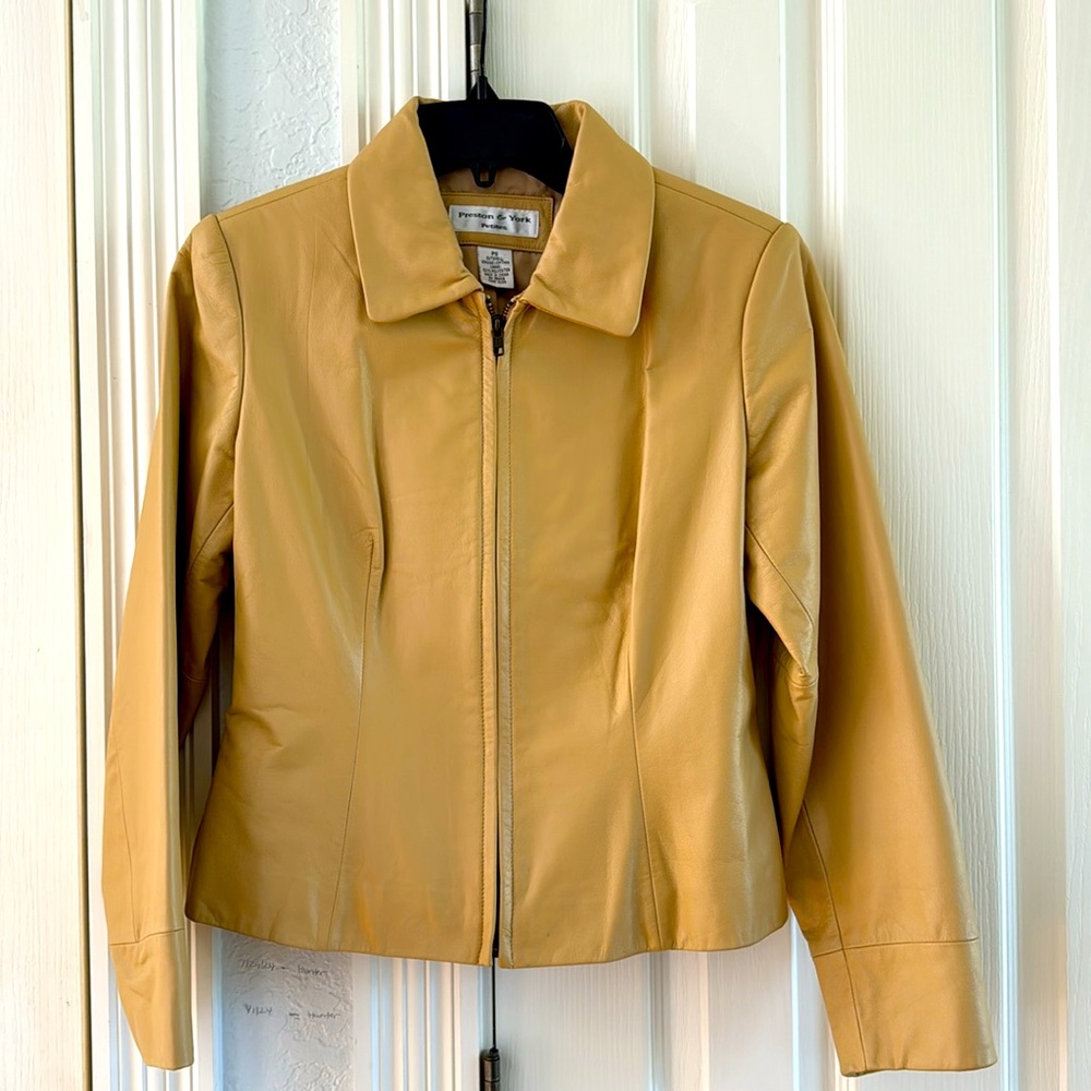 Preston & York Tan Leather Zip-Front Jacket - Picture 2 of 4